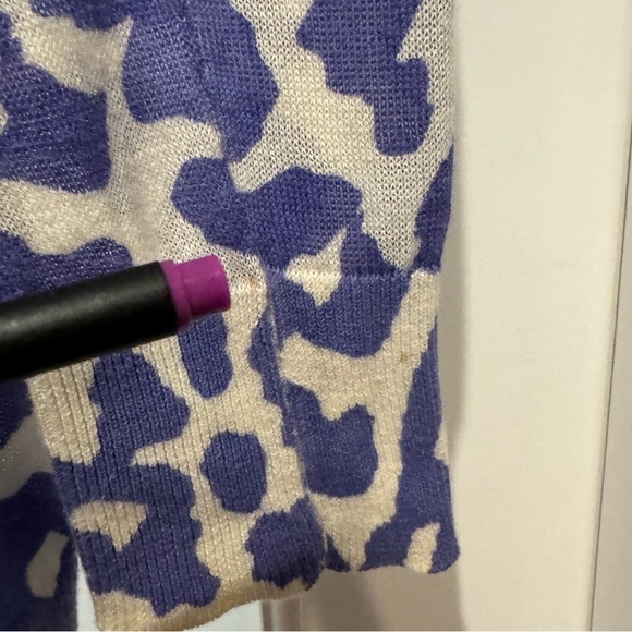 ANN TAYLOR LOFT Petites Size SP Purple Animal Print Cardigan Y2K Office - Picture 9 of 15